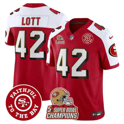 49ers Throwback 5x Champs & Faithful To The Bay Patch Vapor Limited Jersey - All Stitched