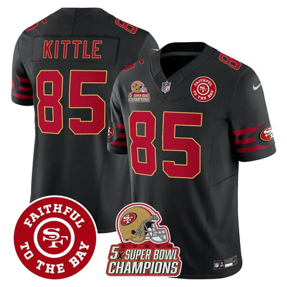 49ers Throwback 5x Champs & Faithful To The Bay Patch Vapor Limited Jersey - All Stitched