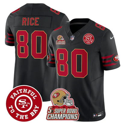 49ers Throwback 5x Champs & Faithful To The Bay Patch Vapor Limited Jersey - All Stitched