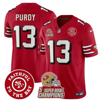 49ers Throwback 5x Champs & Faithful To The Bay Patch Vapor Limited Jersey - All Stitched