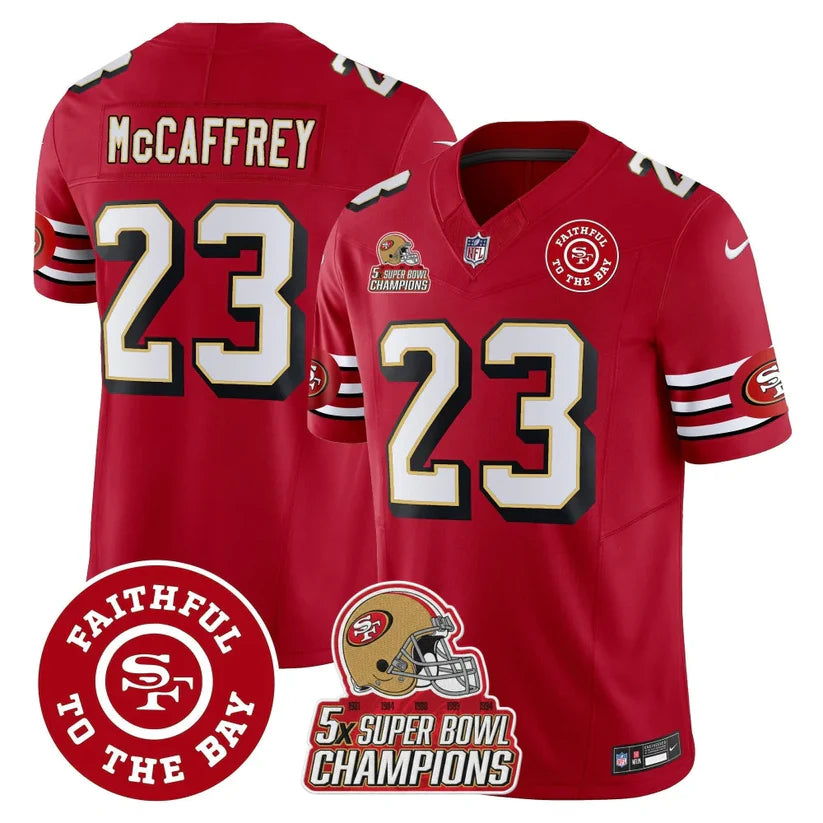49ers Throwback 5x Champs & Faithful To The Bay Patch Vapor Limited Jersey - All Stitched