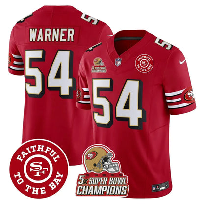 49ers Throwback 5x Champs & Faithful To The Bay Patch Vapor Limited Jersey - All Stitched