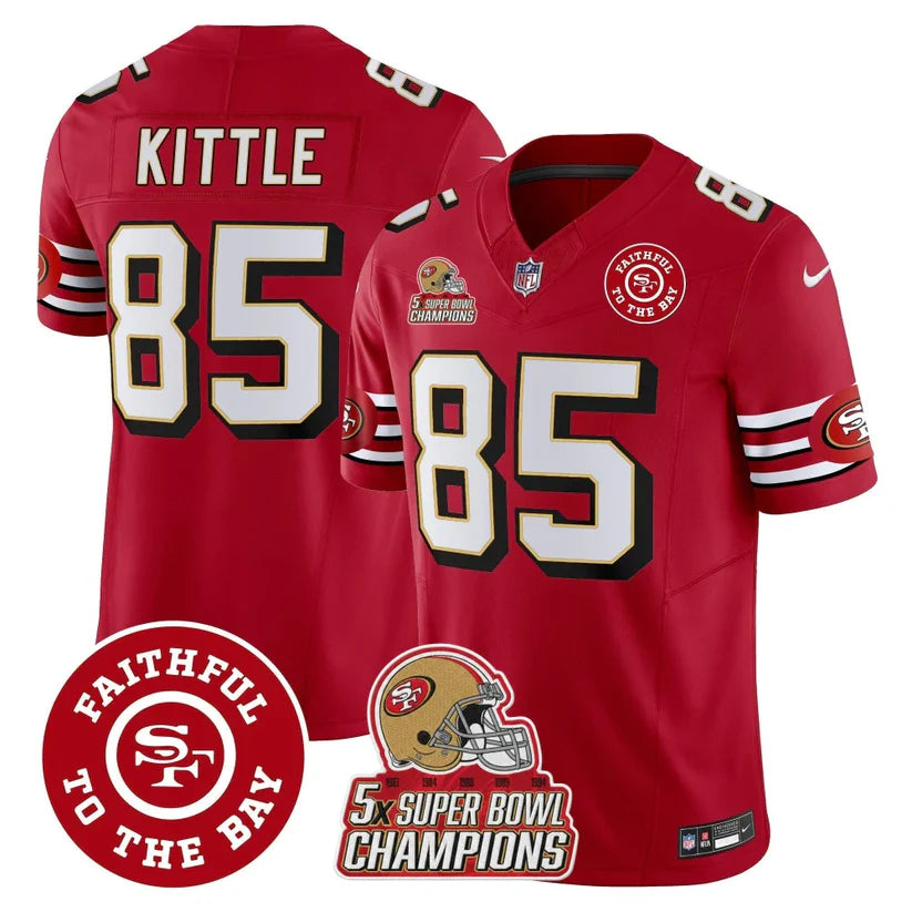 49ers Throwback 5x Champs & Faithful To The Bay Patch Vapor Limited Jersey - All Stitched