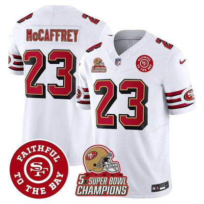 49ers Throwback 5x Champs & Faithful To The Bay Patch Vapor Limited Jersey - All Stitched