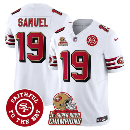 49ers Throwback 5x Champs & Faithful To The Bay Patch Vapor Limited Jersey - All Stitched