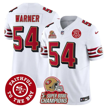 49ers Throwback 5x Champs & Faithful To The Bay Patch Vapor Limited Jersey - All Stitched