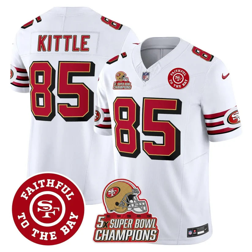 49ers Throwback 5x Champs & Faithful To The Bay Patch Vapor Limited Jersey - All Stitched