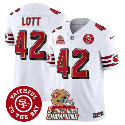 49ers Throwback 5x Champs & Faithful To The Bay Patch Vapor Limited Jersey - All Stitched