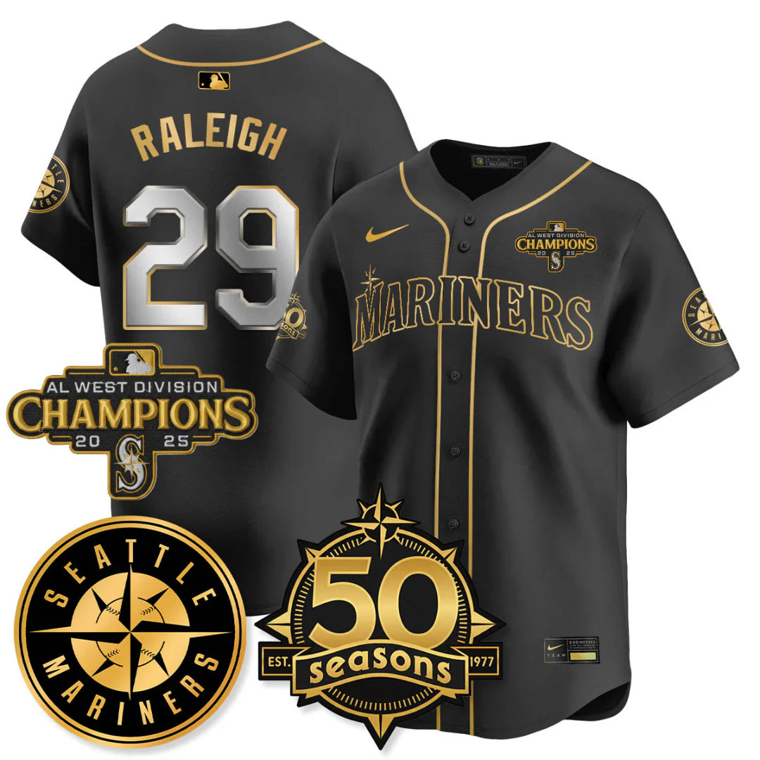 SEA Vapor Premier Limited Gold Jersey - 50th Anniversary & AL West Division Champions - All Stitched