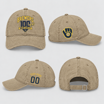 MIL 100 Wins Personalized Wash Hat - Printed