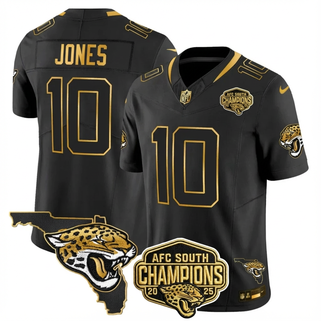 JAX 2025 AFC South Champions Gold Vapor Limited Jersey - All Stitched