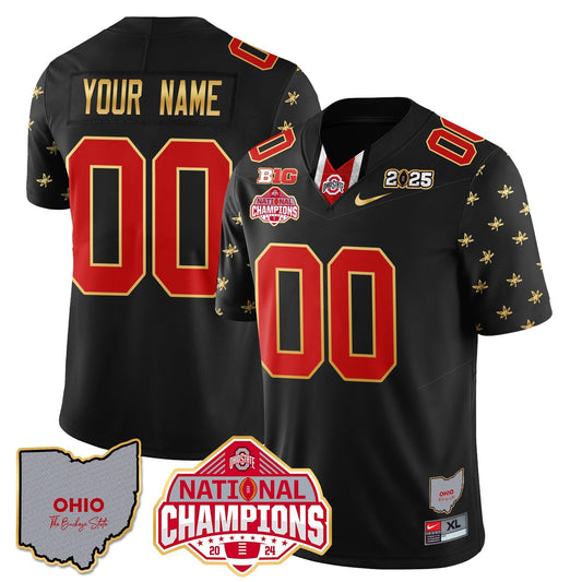OSU 2025 CFP Patch - National Champions Gold Custom Jersey - Stitched