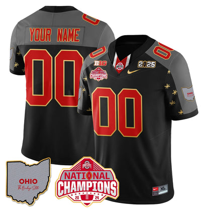 OSU 2025 CFP Patch - National Champions Gold Custom Jersey - All Stitched