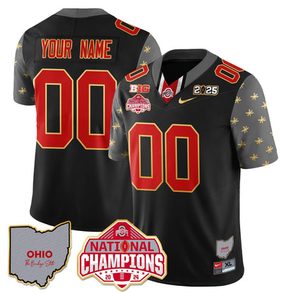 OSU 2025 CFP Patch - National Champions Gold Custom Jersey - All Stitched