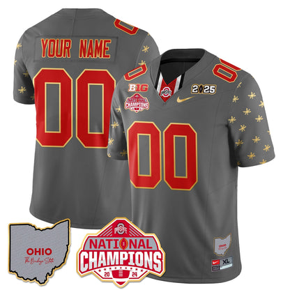 OSU 2025 CFP Patch - National Champions Gold Custom Jersey - All Stitched
