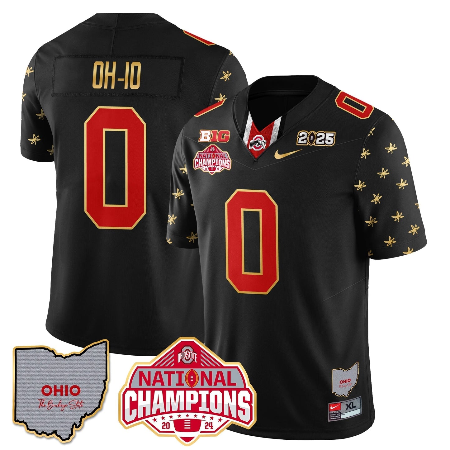 OSU 2025 CFP Patch - National Champions Gold Jersey - All Stitched