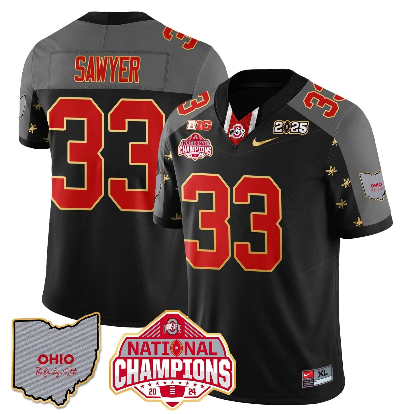 OSU 2025 CFP Patch - National Champions Gold Jersey - All Stitched