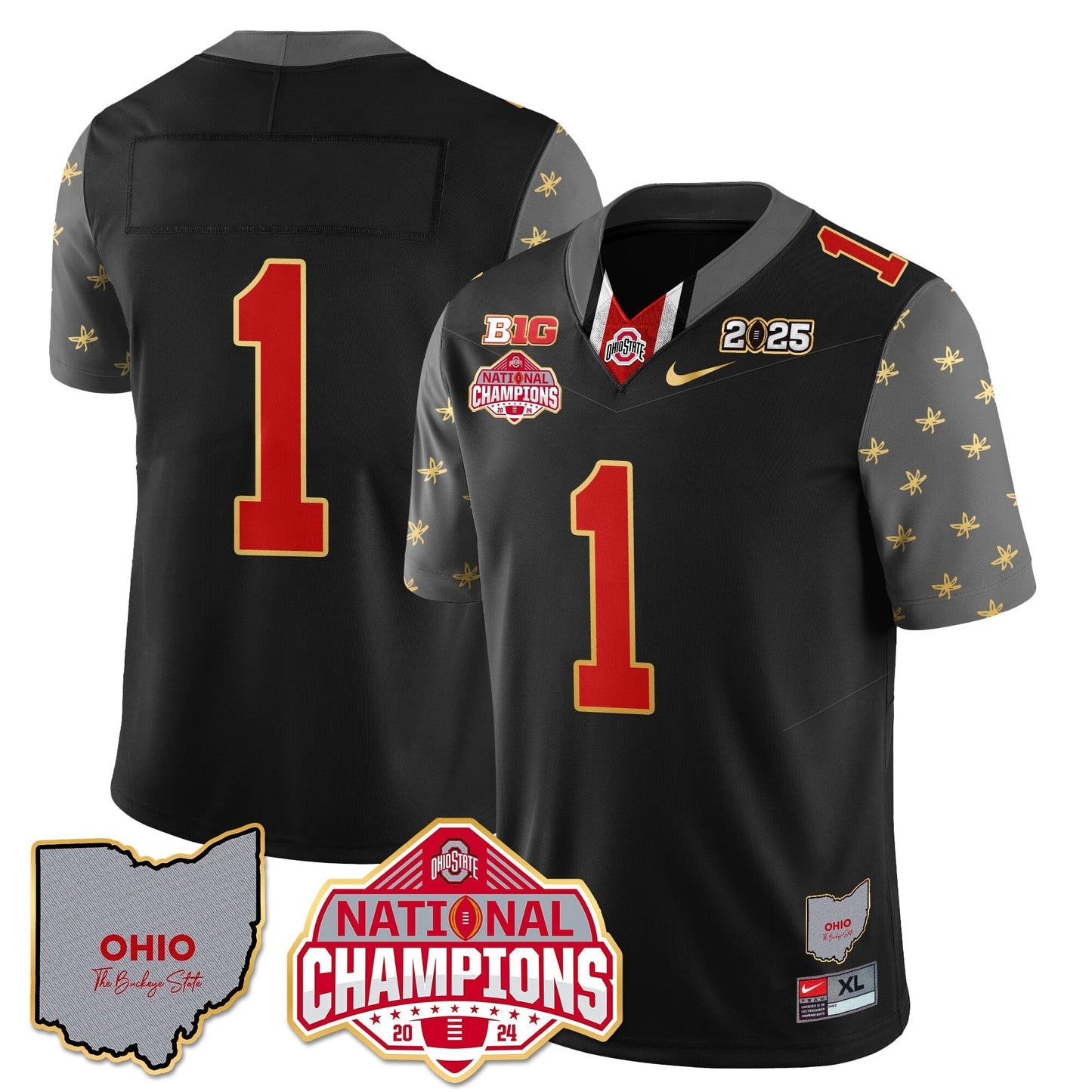 OSU 2025 CFP Patch - National Champions Gold Jersey - All Stitched