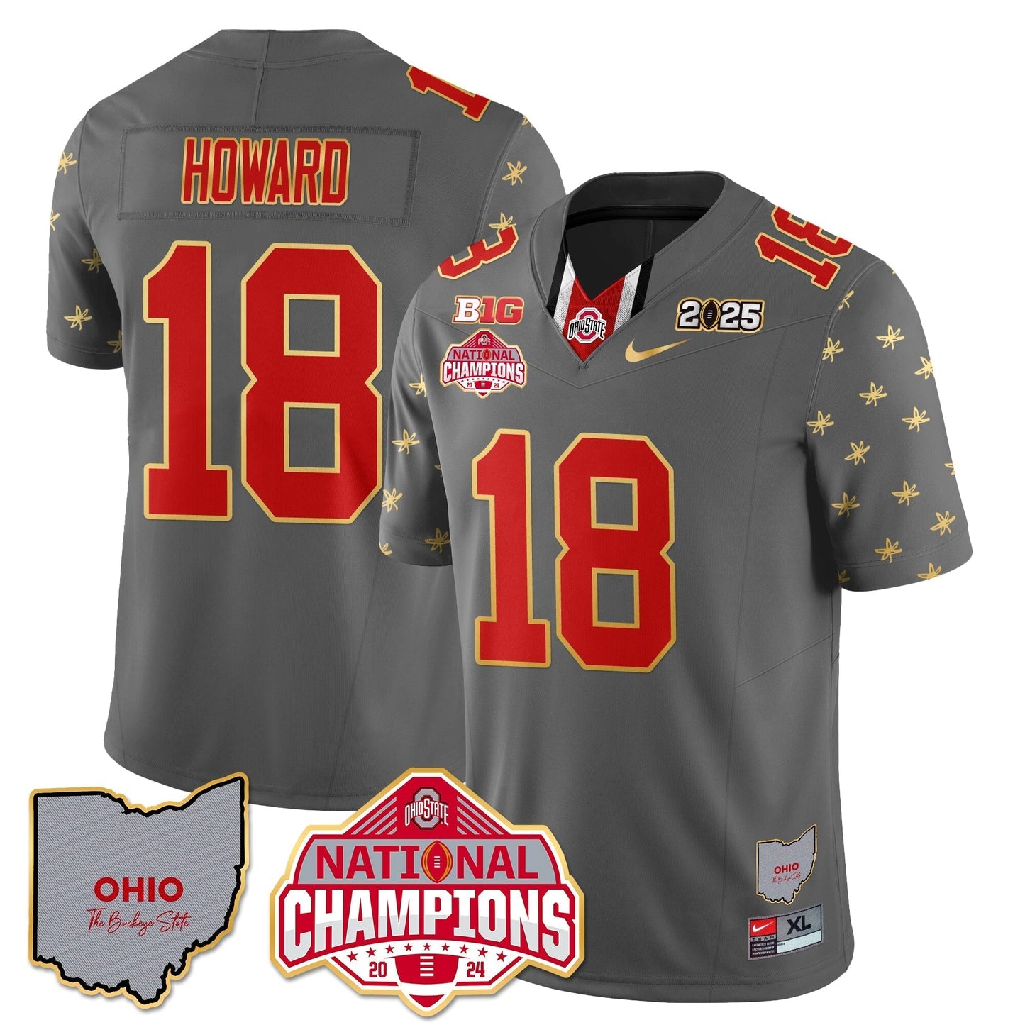 OSU 2025 CFP Patch - National Champions Gold Jersey - All Stitched