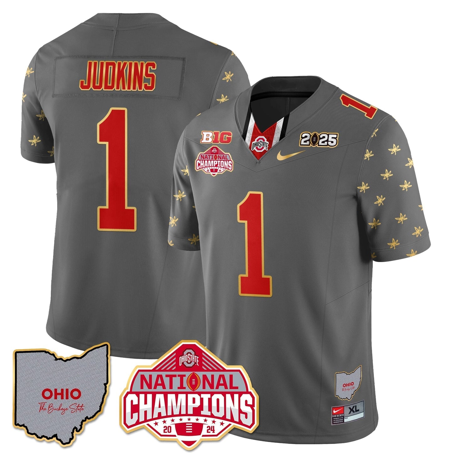 OSU 2025 CFP Patch - National Champions Gold Jersey - All Stitched