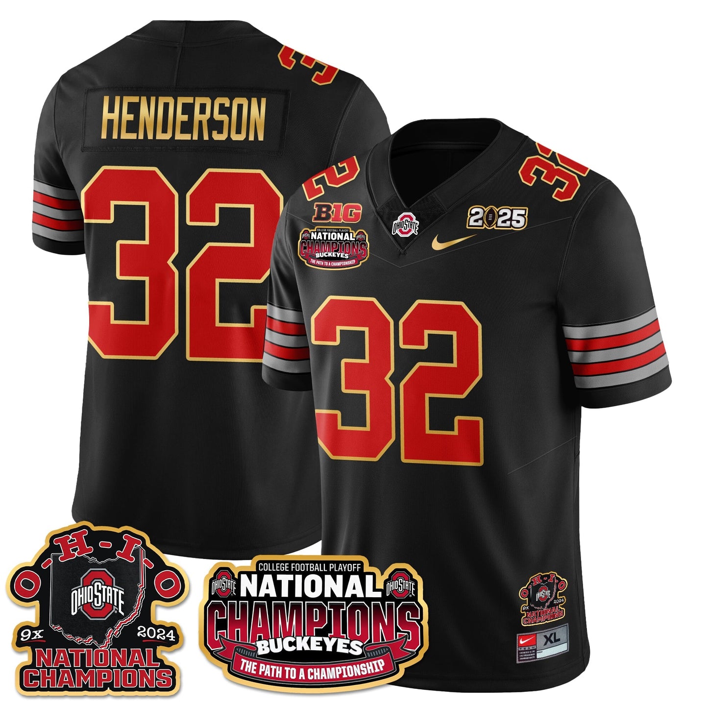 OSU 'Heritage Stripe' 2025 CFP Patch - National Champions Jersey N9 - All Stitched