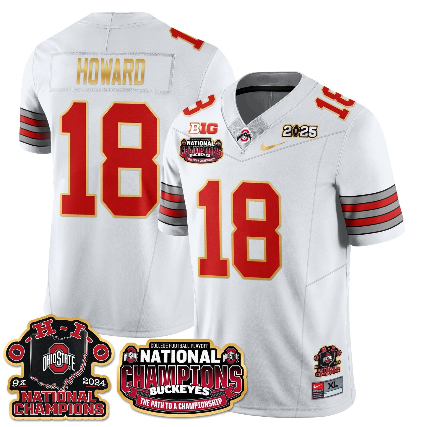 OSU 'Heritage Stripe' 2025 CFP Patch - National Champions Jersey N9 - All Stitched