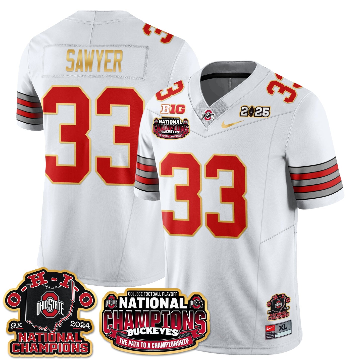 OSU 'Heritage Stripe' 2025 CFP Patch - National Champions Jersey N9 - All Stitched