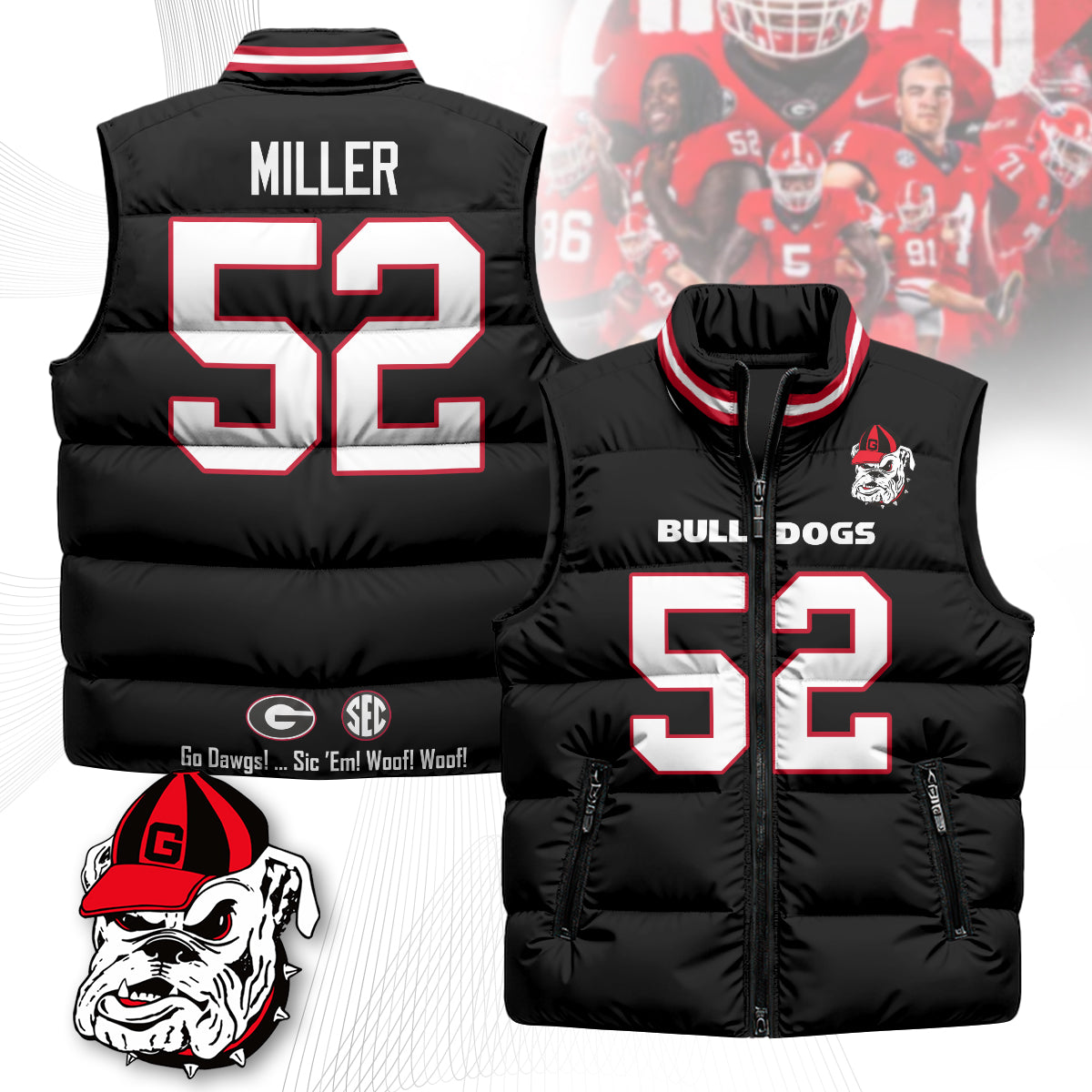 Georgia Bulldogs Unisex Puffer Vest