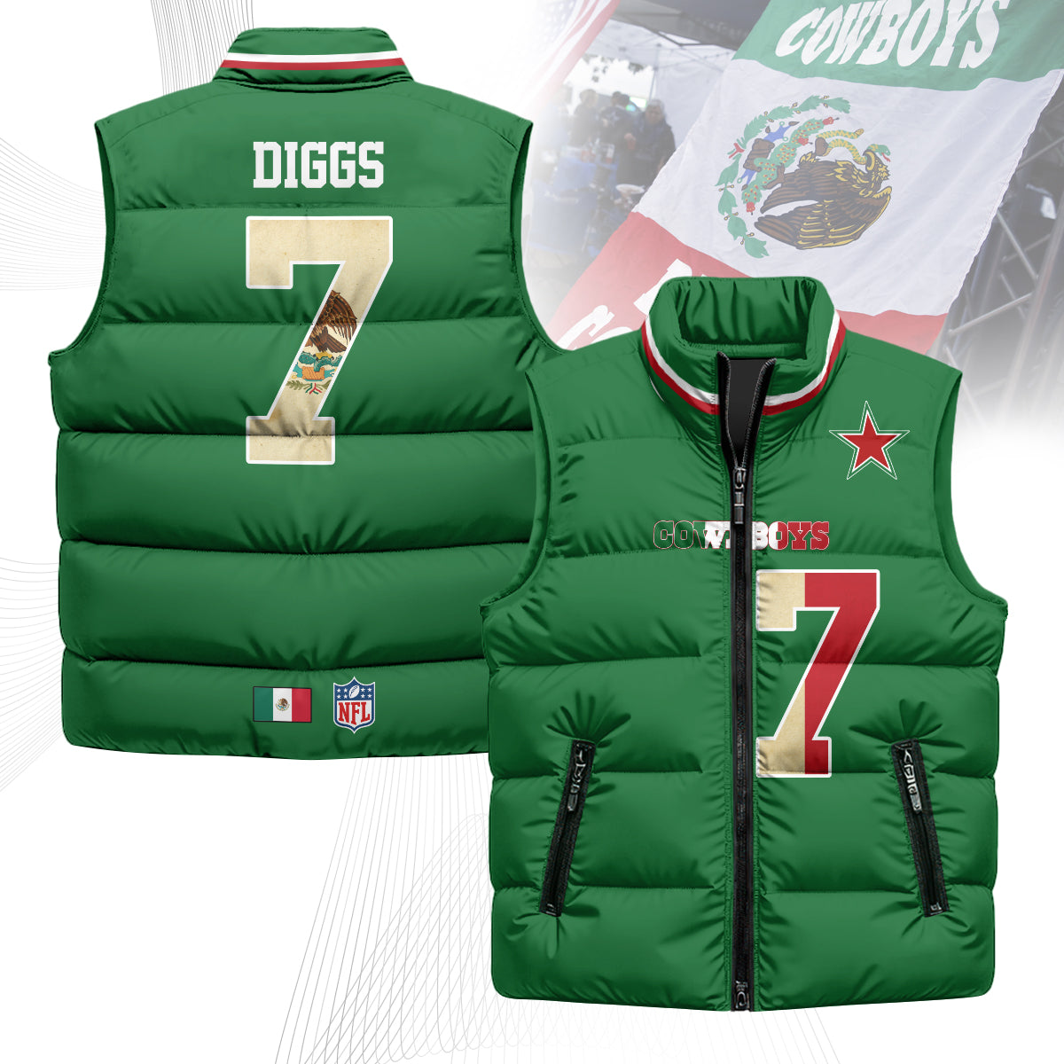 Dallas Cowboys Mexico Puffer Vest