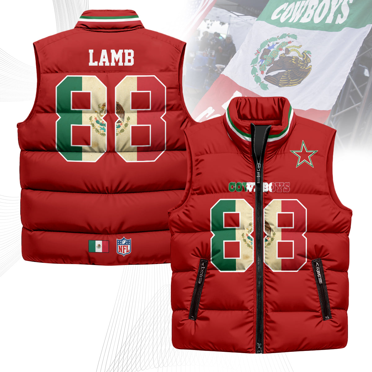 Dallas Cowboys Mexico Puffer Vest