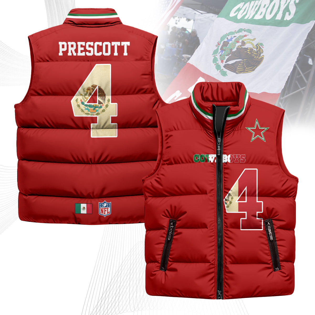 Dallas Cowboys Mexico Puffer Vest