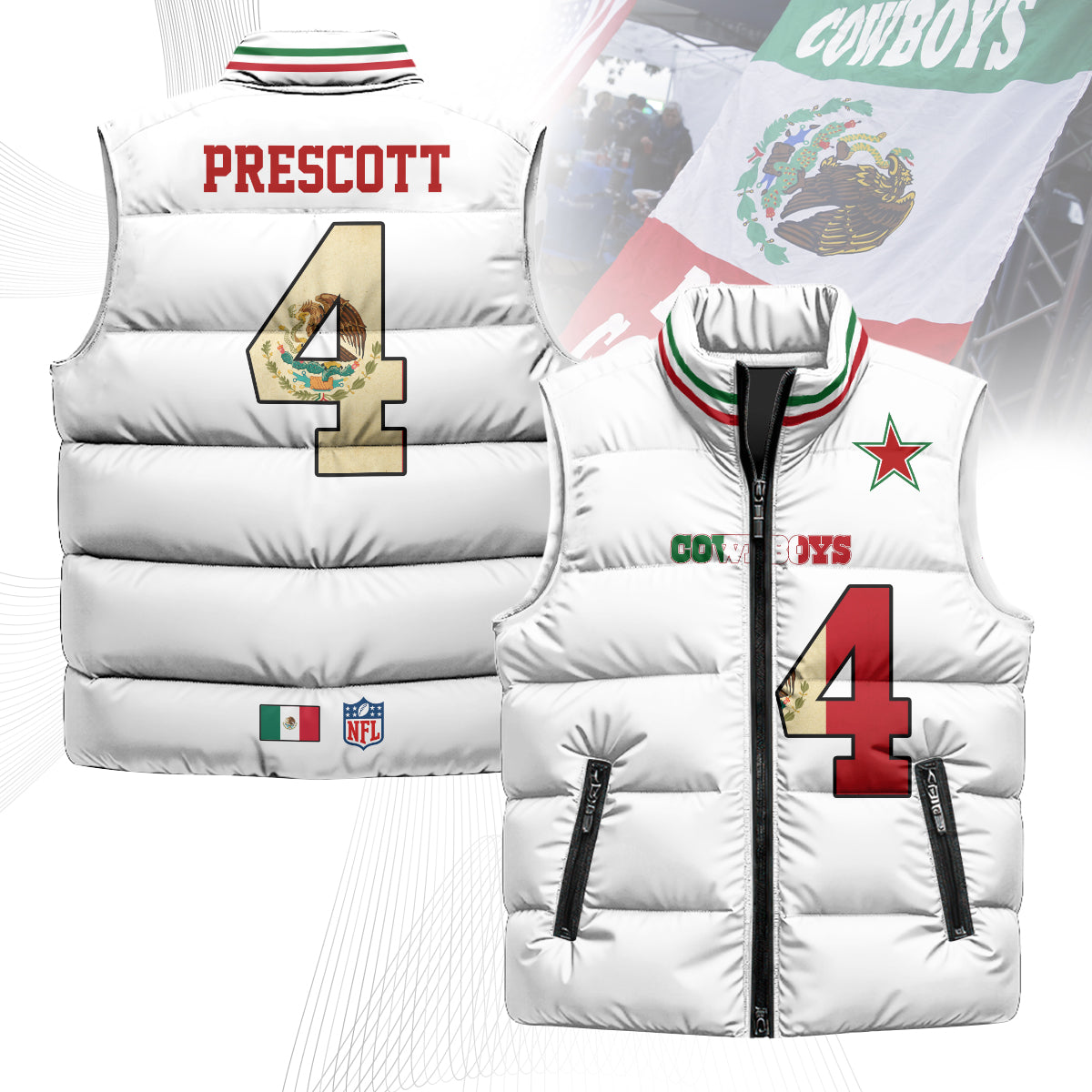 Dallas Cowboys Mexico Puffer Vest