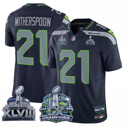 SEA 2x S.Bowl Champions Patch Vapor Limited Jersey - All Stitched