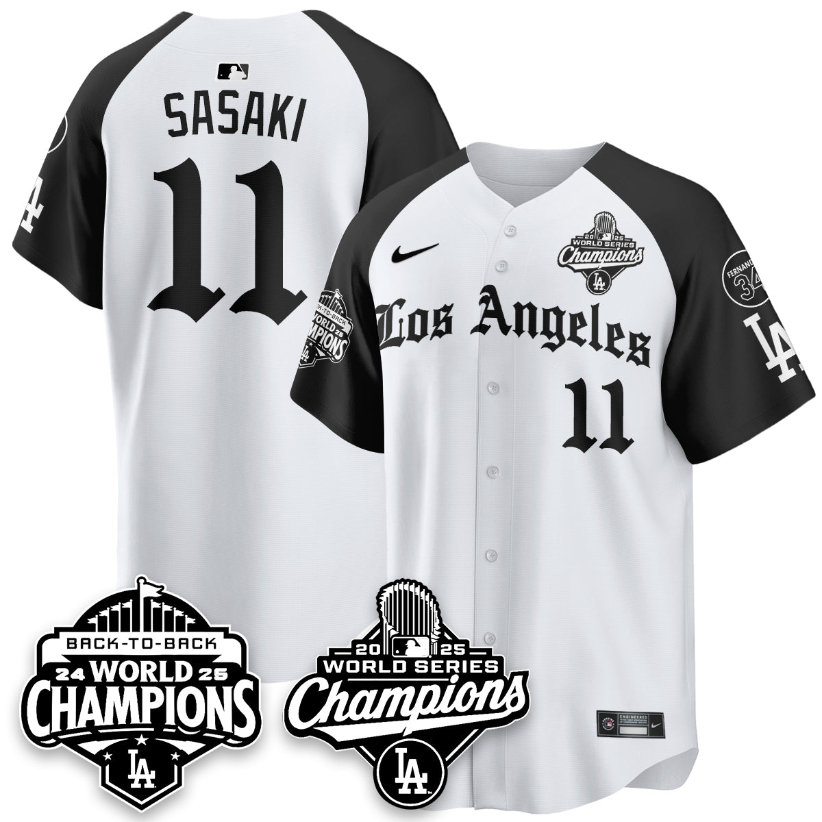 LAD 2025 World Series Champions Vapor Premier Limited Jersey - LA Gothic Edition - All Stitched