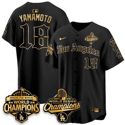 LAD 2025 World Series Champions Vapor Premier Limited Jersey - LA Gothic Edition - All Stitched