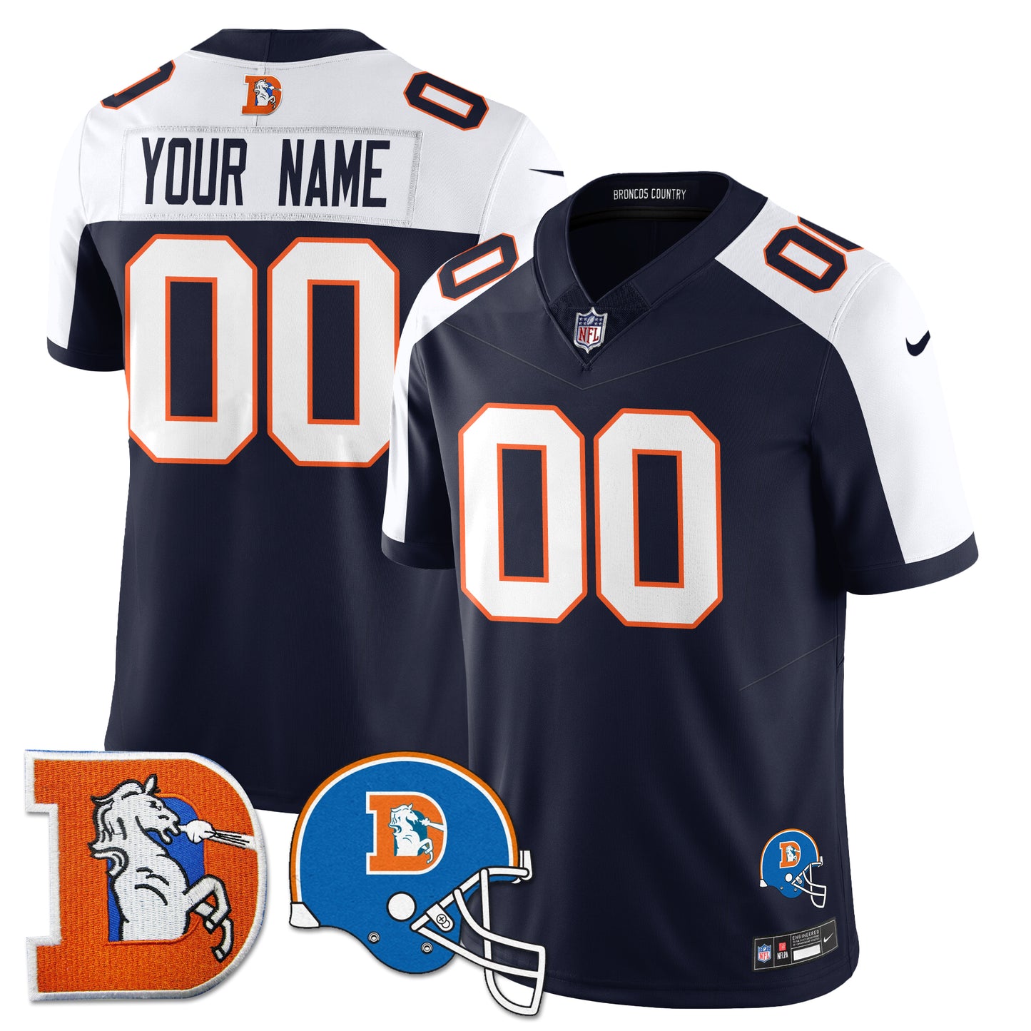 DEN Throwback Vapor Limited Custom Jersey - All Stitched