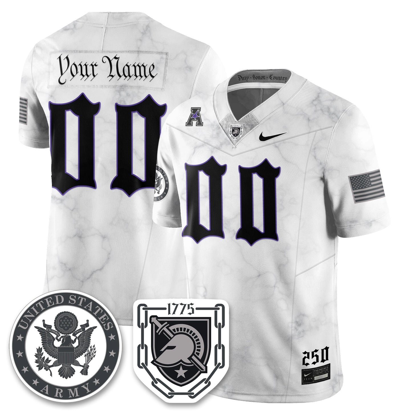 Army Black Knights Vapor Limited Jersey - 250 Years of Service and Sacrifice - All Stitched