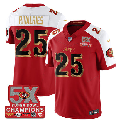SF Rivalries 5-Time Champions Patch Vapor Limited Jersey - All Stitched