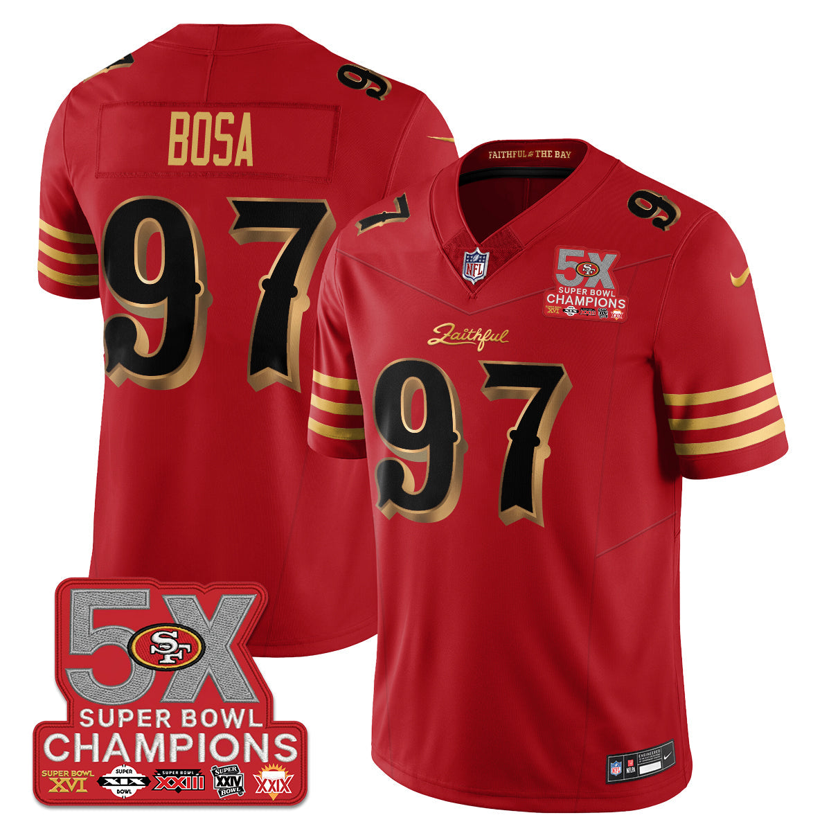 SF Rivalries 5-Time Champions Patch Vapor Limited Jersey - All Stitched