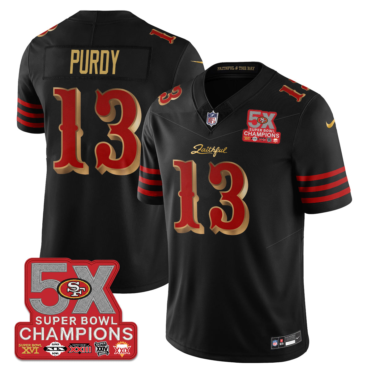 SF Rivalries 5-Time Champions Patch Vapor Limited Jersey - All Stitched