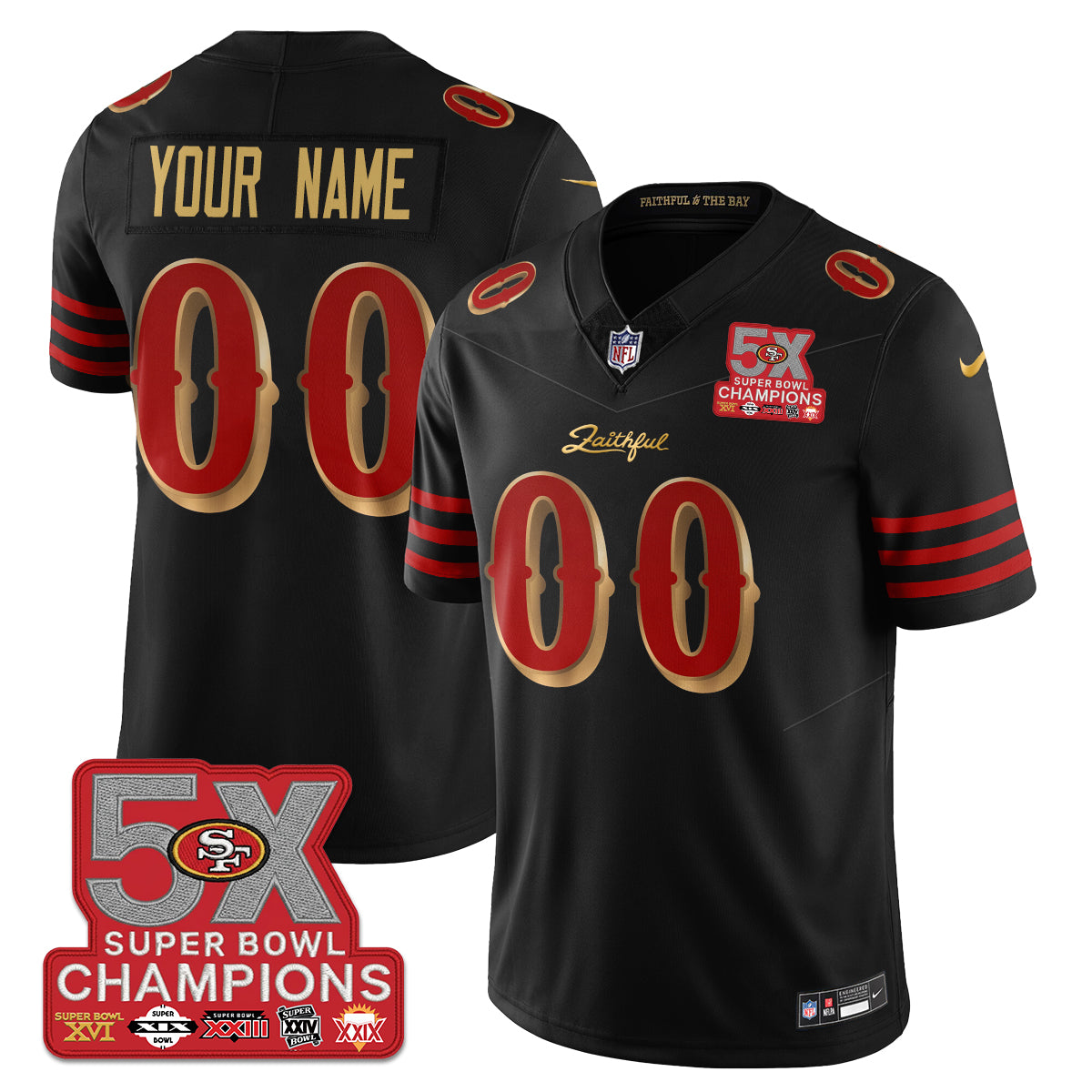 SF Rivalries 5-Time Champions Patch Vapor Limited Jersey - All Stitched