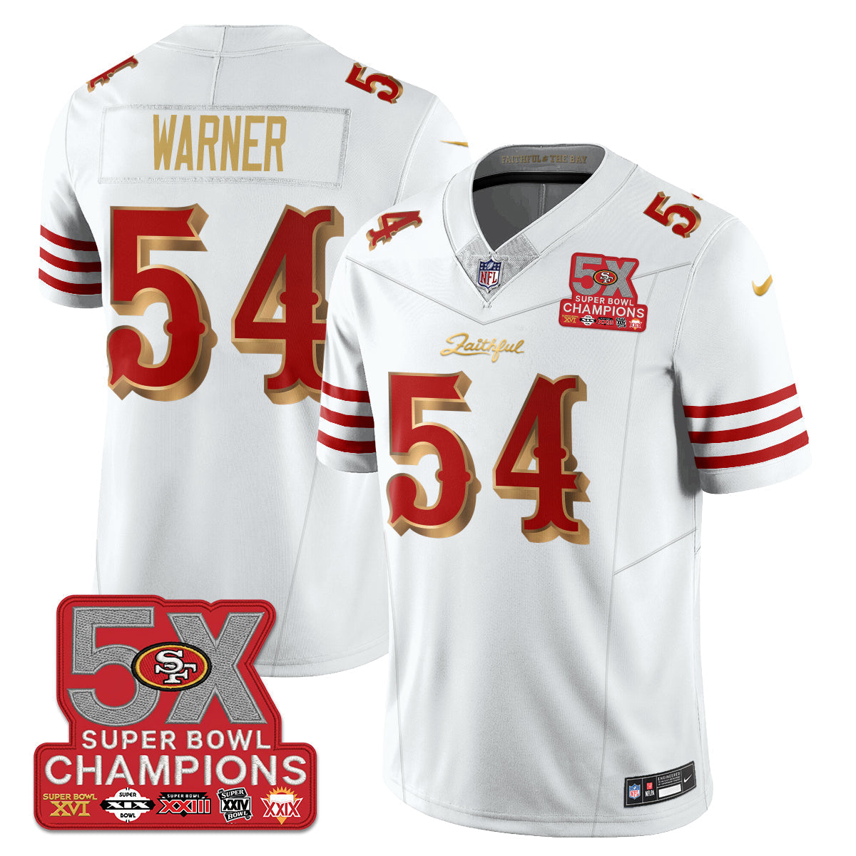 SF Rivalries 5-Time Champions Patch Vapor Limited Jersey - All Stitched