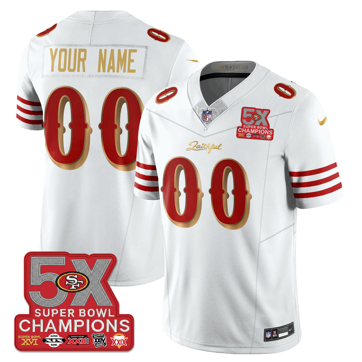 SF Rivalries 5-Time Champions Patch Vapor Limited Jersey - All Stitched