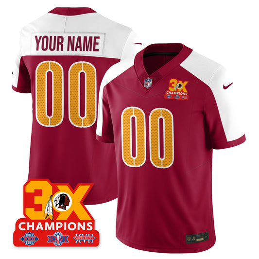 WAS 3-Time Champions Patch Vapor Limited Custom Jersey - All Stitched