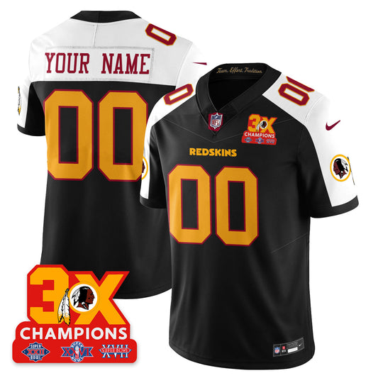 Custom WAS 3-Time Champions Patch Vapor Limited Throwback Jersey - Stitched