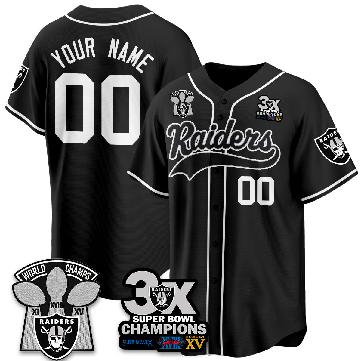 LVR 3-Time Champions Patch Limited Baseball Custom Jersey - All Stitched