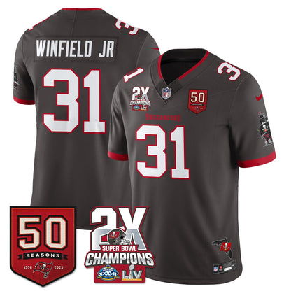 TB 2-Time Champions Patch Vapor Limited Jersey - All Stitched