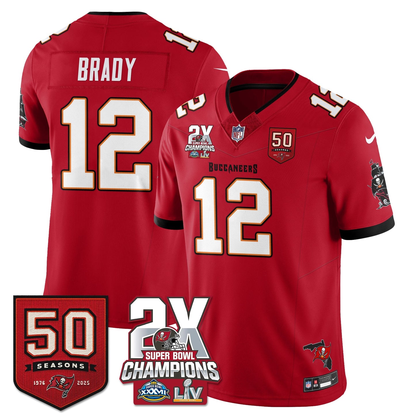 TB 2-Time Champions Patch Vapor Limited Jersey - All Stitched
