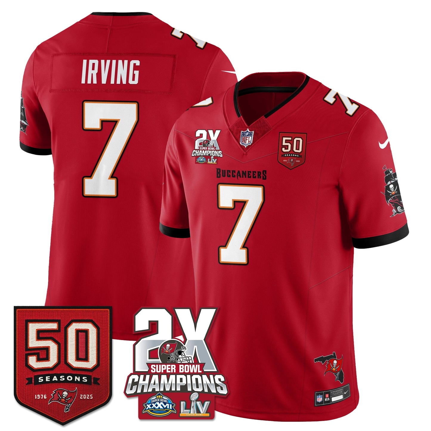 TB 2-Time Champions Patch Vapor Limited Jersey - All Stitched