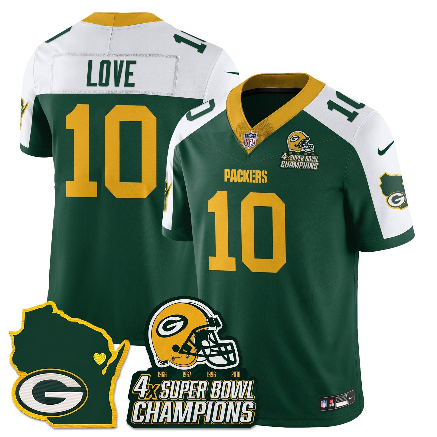GB 4-Time Champions Patch Vapor Limited Jersey - All Stitched